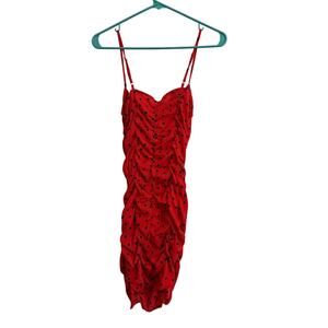 ASOS PARISIAN Red Polka Dot Ruched Dress 6